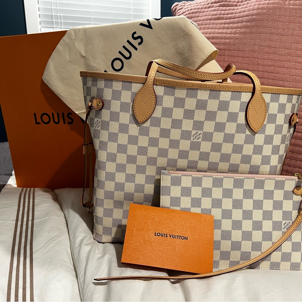 ➡️SOLD⬅️ Louis Vuitton NeverFull MM Damier Azur Rose Ballerine
